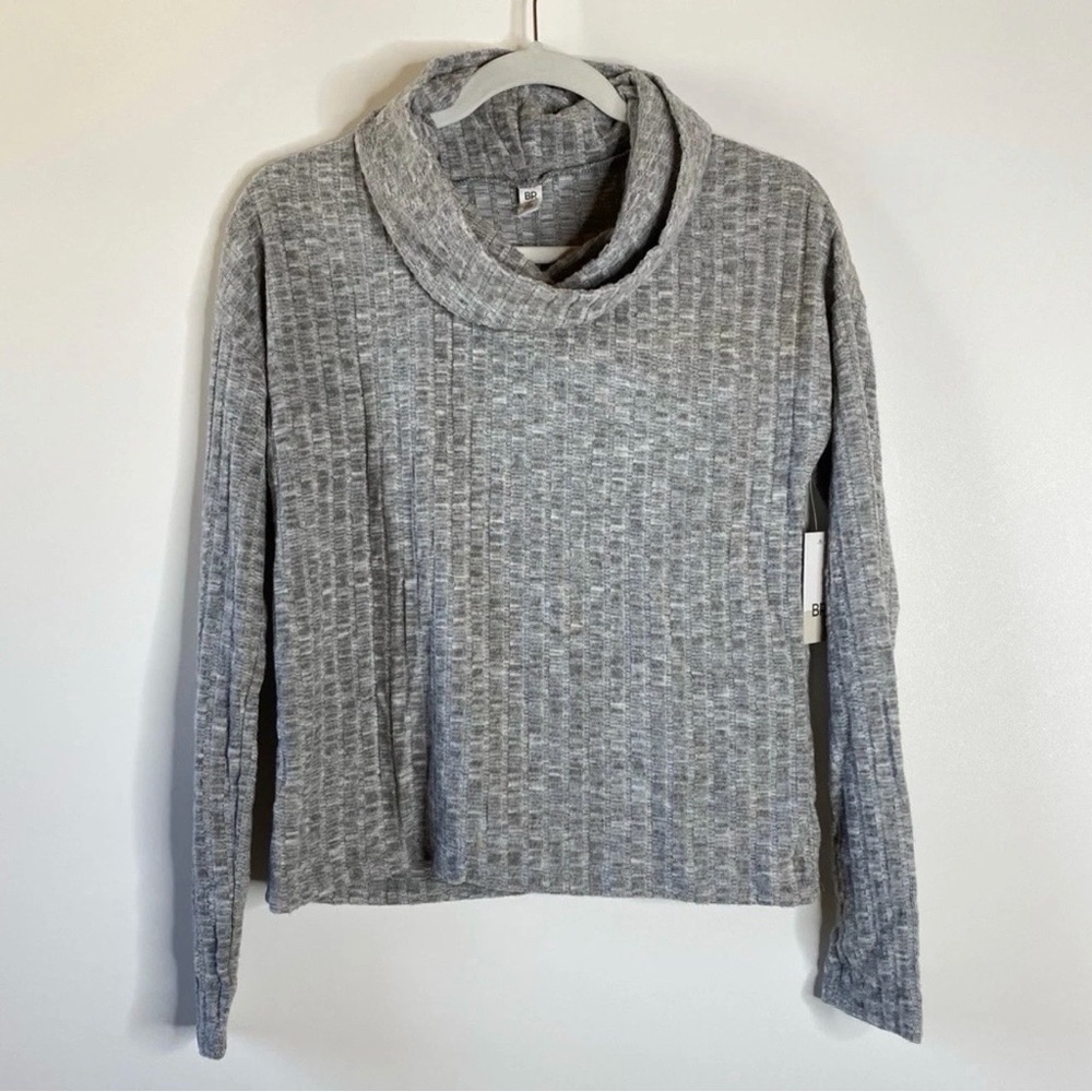 Nordstrom BP Womens Cowl Neck Top Sz S Gray Ribbed Long Sleeveless Y2K Style